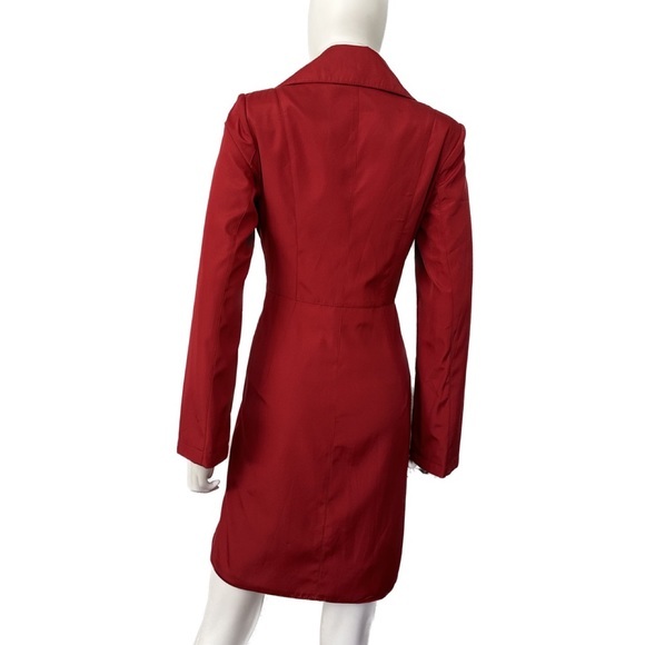 NWT WOMEN DOUBLE-BREASTED‎ TRENCH COAT MILITARY LINED JACKET NOTCHED COLLAR RED - Picture 8 of 13